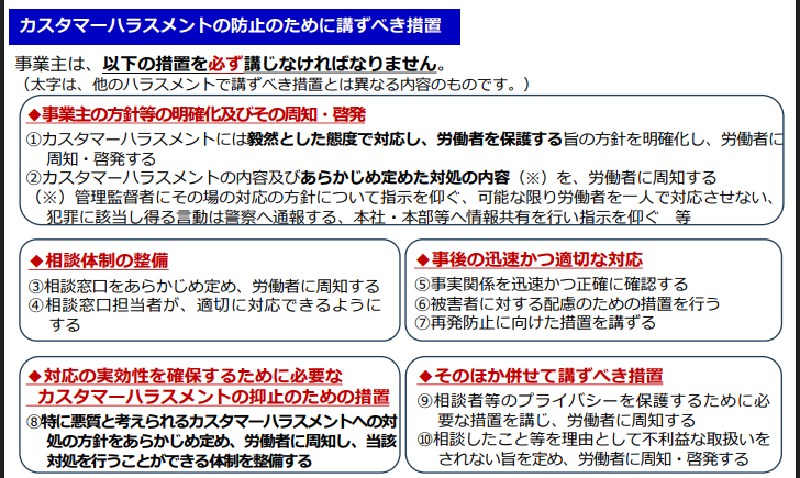 カスタマーハラスメント対策指針を公開しました
